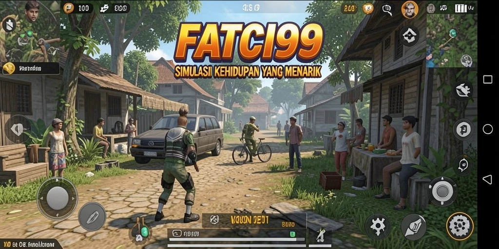Tampilan gameplay menarik dari FATCI99 yang menyimulasikan kehidupan sehari-hari.